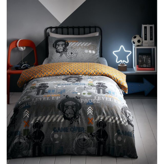 Kephart Black/Gray/White 56 TC Reversible Duvet Cover Set