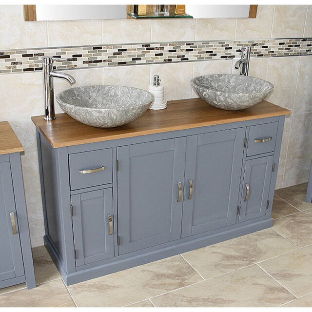 Oahu Solid Beech 1230mm Free-standing Double Vanity Unit