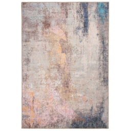 Machine Washable Beige Bronze Modern Abstract Distressed Living Room Area Rug
