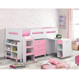 Lilianna 90 X 190cm Loft Bed with Storage Included with Desk Included