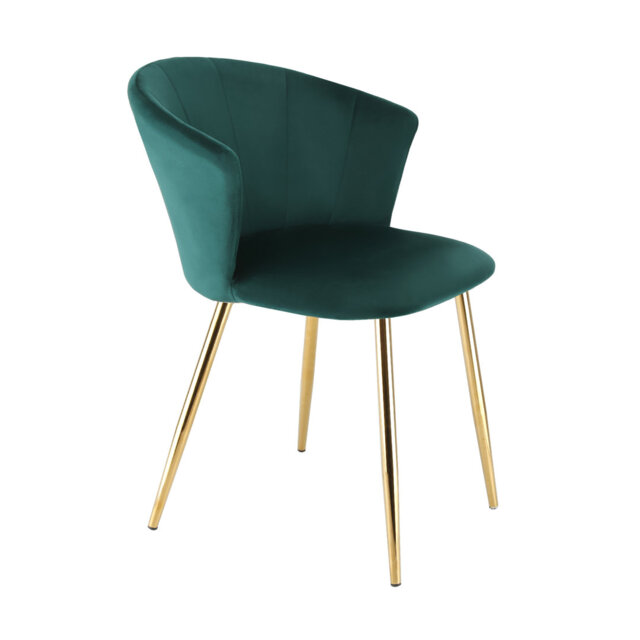 Polster Dining Chair With Curved Back In Velvet Fabric