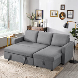 Moda Form 3-Seater L-Shaped Sofa Bed, Convertible Corner Sofa with Reversible Chaise & Pull Out Trundle Bed  for Small Living Rooms, Apartments