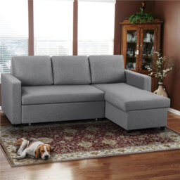 Moda Form 3-Seater L-Shaped Sofa Bed, Convertible Corner Sofa with Reversible Chaise & Pull Out Trundle Bed  for Small Living Rooms, Apartments