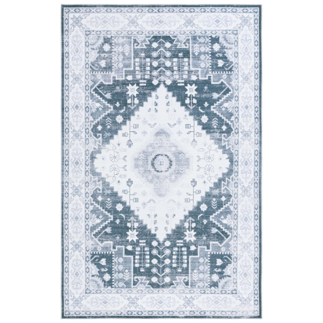Arizona Meeghan Machine Washable Non-Slip Area Rug in Grey & Blue