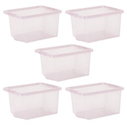 Wham Crystal 28L Plastic Storage Boxes Set of 5 Tint Dusky Orchid
