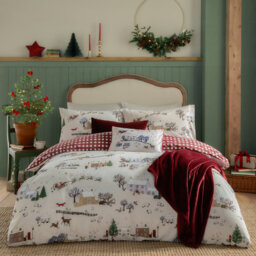 Cotswolds Christmas Plaid Cotton Machine Printed Sheet Set