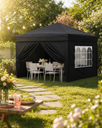 3x3m Folding Gazebo – Waterproof Pop-Up Tent with 4 Side Walls, UV Protection & Adjustable Height for Garden & Outdoor Use