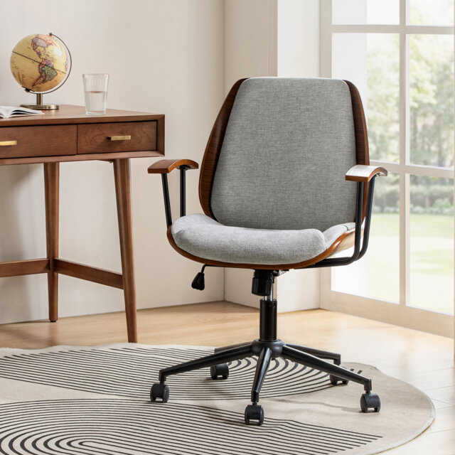 Luis 62.8cm W Modern Polyester Swivel Office Chair