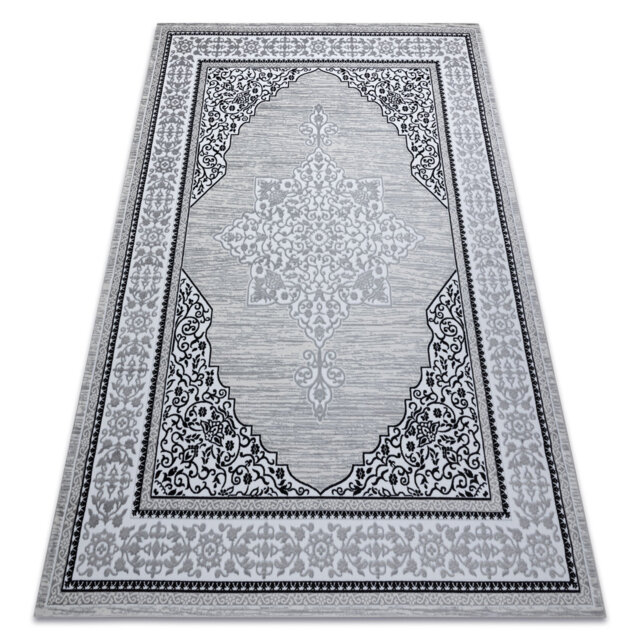 Modern rug GLOSS for living rooms, bedrooms, study, elegant, glamor, ornaments, ivory / gray frames