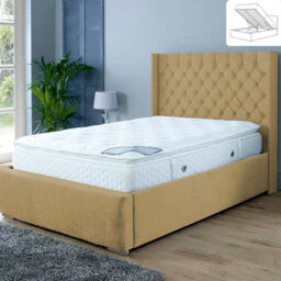 Gremillion Wingback Ottoman Storage Bed - Plush Velvet Gas Lift Bed Frame with Headboard