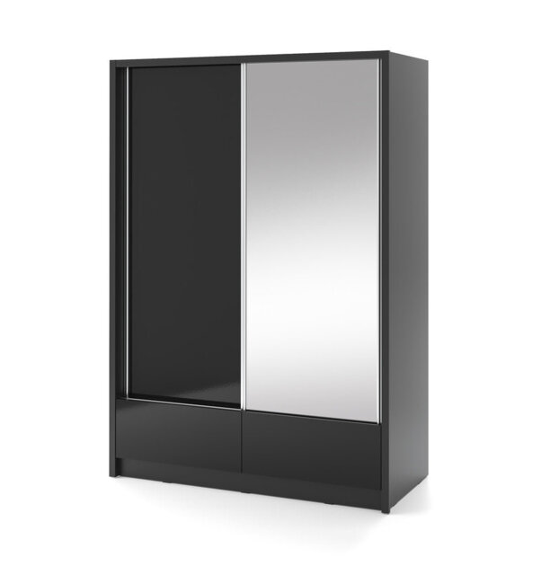 Midnight Sophistication: Bold Black Sliding Door Wardrobe for Design Enthusiasts