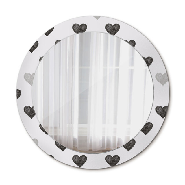 Huldar Round Glass Framed Wall Mounted Accent Mirror in White/Black