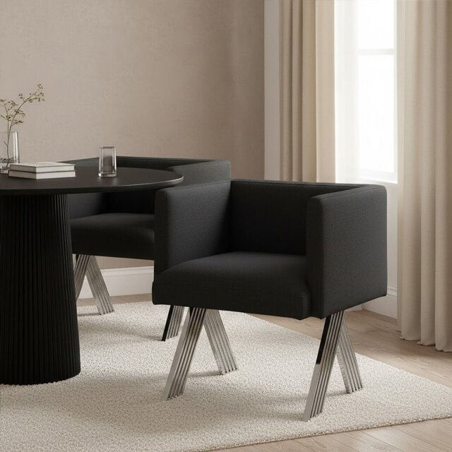 Richerson 45cm H Cotton Upholstered Parsons Chair in Black