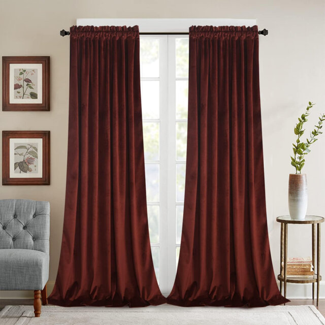 "52""W Burnt Ochre 2 Panels Luxury Decor Blackout Curtains Drapes"