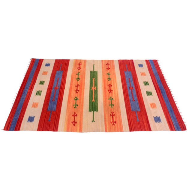 Burgos Vintage Handmade Kilim Wool Red/Beige Rug
