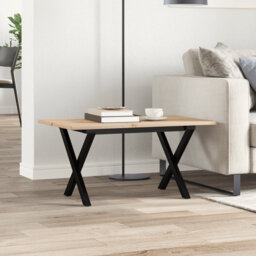 vidaXL Coffee Table X-Frame Solid Wood Pine and Steel