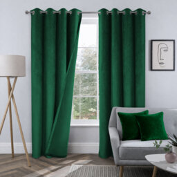 Crushed Velvet Eyelet Curtains with Matching Cushion Covers – Luxury Room Darkening Drapes Set