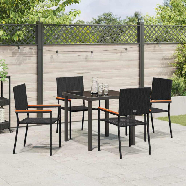 5 Piece Garden Dining Set Beige Poly Rattan