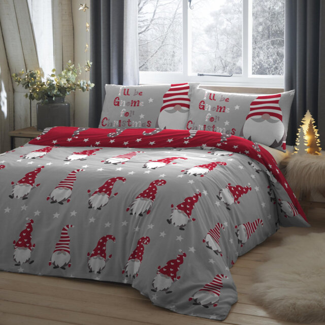 Gnome For Christmas Cotton Duvet Cover Set with Pillowcases Included