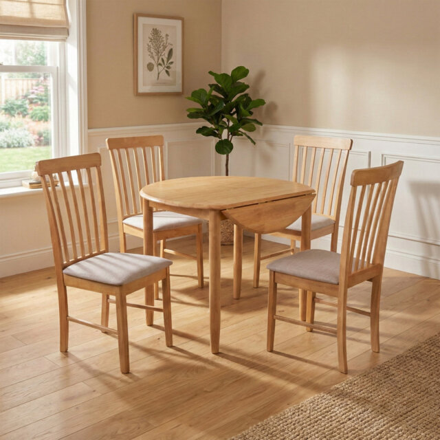 Ankrum Extendable Drop Leaf Solid Oak Dining Table