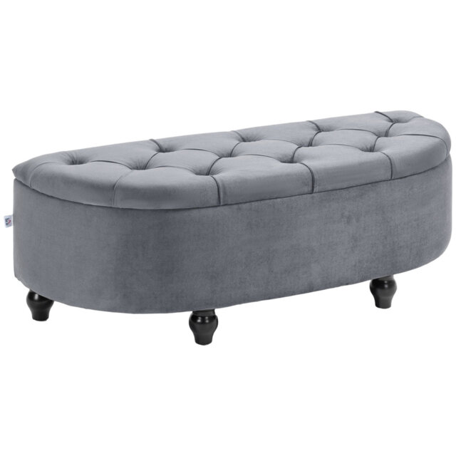 HOMCOM Semi Circle Ottoman Storage Bench Tufted