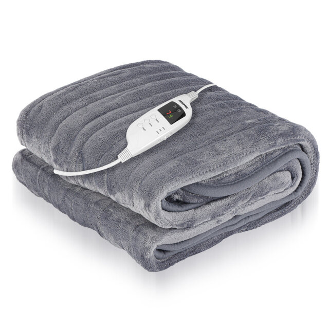 GEEPAS Electric Heated Blanket - Soft Flannel Fleece Heated Throw Over Blanket for Bed Sofa - 9 Heat Setting Digital Display 9H Timer Auto Off - Energ