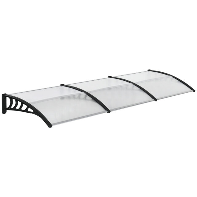 303 X 96cm Clear Front Door Canopy Outdoor Awning, Polycarbonate Panels Aluminium Frame Rain Shelter, Uv Resistant Window Porch Front Back Door Cover