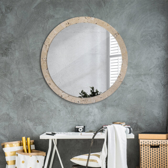 Huldar Round Glass Framed Wall Mounted Accent Mirror in Pink/Green