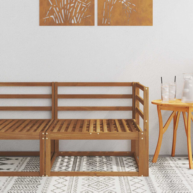 Sectional Sofa Units Natural Solid Acacia Wood Garden Furniture Balcony