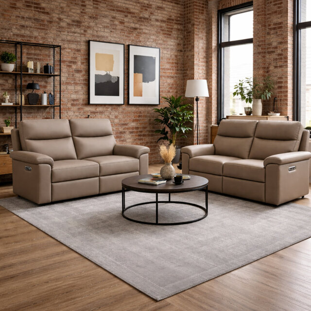 Alessandrina Real Leather Power Recliner 3 + 2 Sofa Set with USB Charging