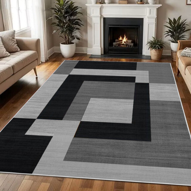 Luxury Printed High-Low Pile Rug Soft Plush Area Carpet Non-Slip Washable