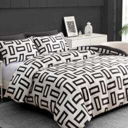 Premium Reversible Duvet Cover Set with Zipper Closure and Corner Ties
