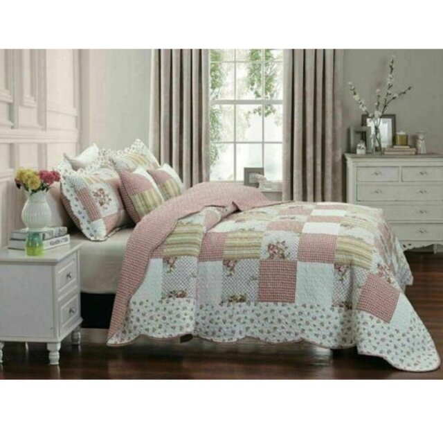 Prasad Polyester No Pattern Bedspread with Pillow Shams Included