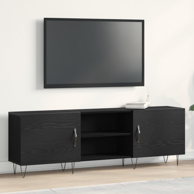 TV Cabinet Black Oak Engineered Wood Large TV Cabinet