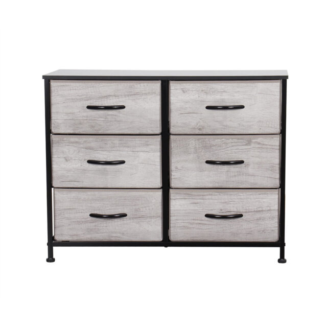 Chest Of Drawers, 6 Drawers With Wood Top And Large Storage Space, Easy To Install Room Organizer, For Bedroom, Living Room, Nursery Room, Hallway