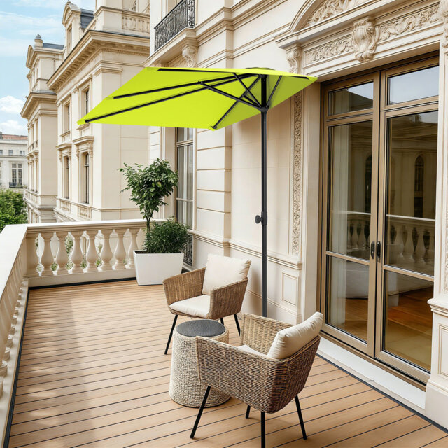 250Cm Half Balcony Parasol With Clamp Mount
