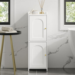 Bathroom Storage Cabinet, Slim Bathroom Floor Cabinets with Door and Adjustable Shelf, Freestanding Storage Unit, Narrow Toilet Paper Cabinet for Smal