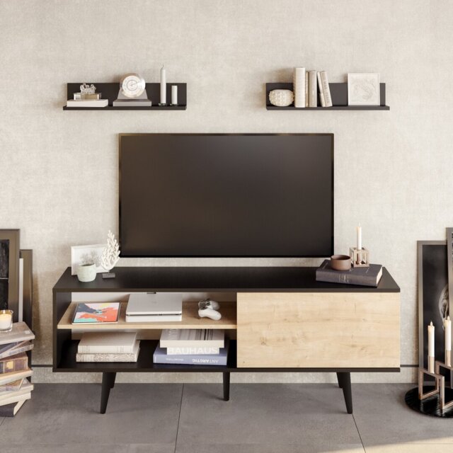 "Pietro TV Stand for TVs up to 70"" with 2 Wall Shelves"