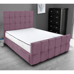 Merricks Contemporary Velvet Upholstered Bed Frame - Padded Headboard, Sprung Slats