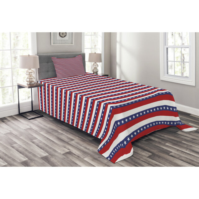 Afke Polyester Striped Bedspread with Pillow Shams