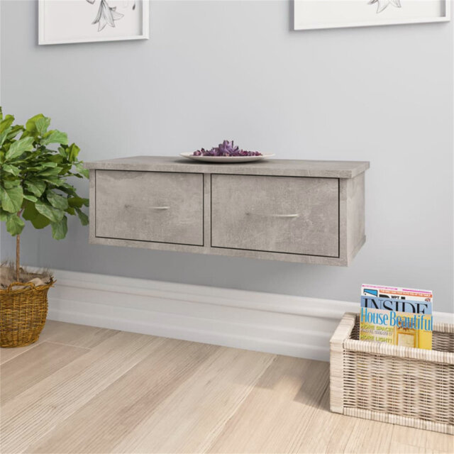Wall-Mounted Drawer Shelf Concrete Grey 60X26x18.5 Cm Engineered Wood