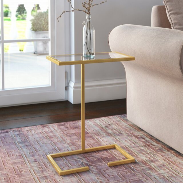 Worcester Glass Top Sled End Table