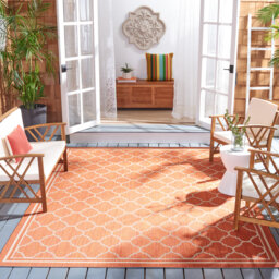Herefordshire Indoor/Outdoor Hooked Terracotta/Bone Rug