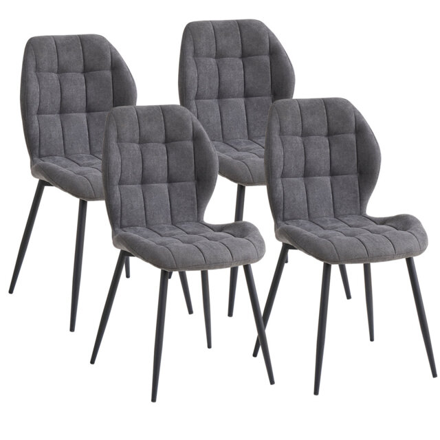 Modern Linen Upholstered Dining Chairs, High Back Side Chairs with Metal Legs for Kitchen Dining Room