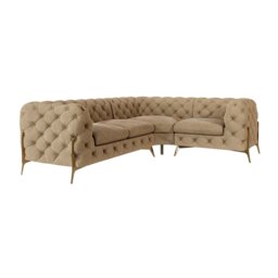 Chesterfield Corner Sofa L-Shape  with Gold Metal Legs