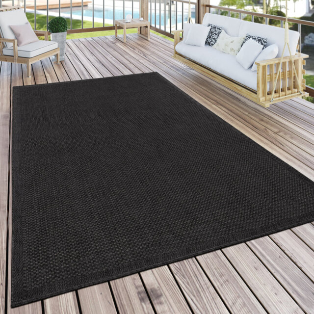 Lawerence Terrace and Balcony Kitchen Modern Power Loom Black Outdoor Rug