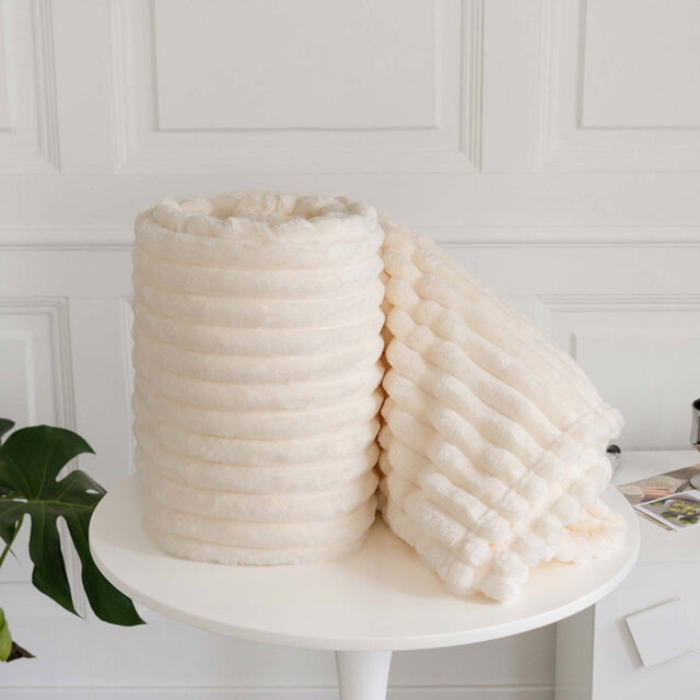 Rehana Snug Soft Chunky Ribbed Cord Plush Throw Blanket