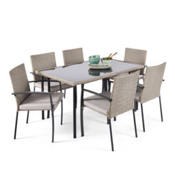 Alba Rattan Effect Garden Dining Table And Chairs