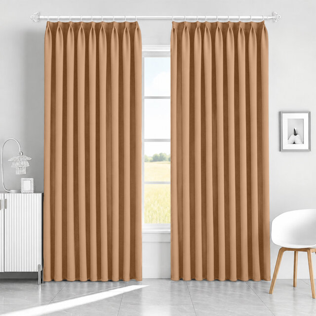 Blackout Pencil Pleat Curtains - Thermal Insulated, Light Blocking Window Drapes