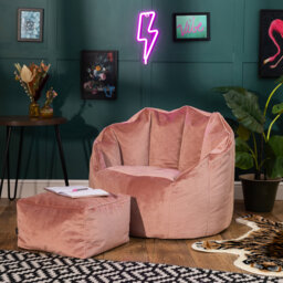 Sirena Velvet Chair and Square Footstool